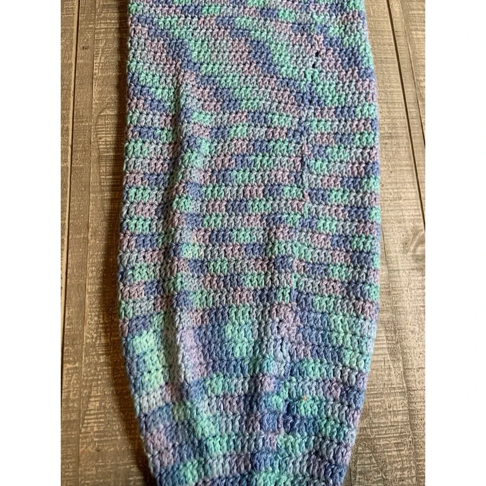 Handmade Crochet Throw Blanket Pastel Stripe Afghan Soft Cozy‎ Mermaid Tale 44